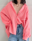 Musselin Bluse, Neon-Streifen II, 2 Farben