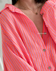 Musselin Bluse, Neon-Streifen II, 2 Farben
