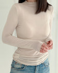 Longsleeve, Cashmere Blend, Stehkragen, 5 Farben