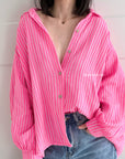 Musselin Bluse, Neon-Streifen, 2 Farben