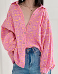 Musselin Bluse, Neon-Leo, Violett, 2 Farben