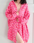 Musselin Bluse, Oversize, Pink-Leo