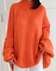 Pullover, flauschi, Stehkragen, Orange