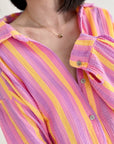 Musselin Bluse, breite Streifen, Neon, 2 Farben