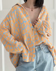 Musselin Bluse, Leo '25, Apricot-Blau