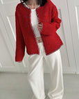 Strickjacke, mit Goldfaden, Christmas Red