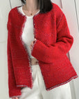 Strickjacke, mit Goldfaden, Christmas Red