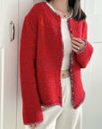 Strickjacke, mit Goldfaden, Christmas Red