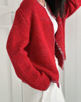 Strickjacke, mit Goldfaden, Christmas Red