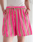 Musselin Shorts, bunte Streifen, 3 Farben