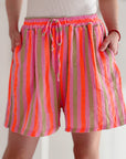 Musselin Shorts, bunte Streifen, 3 Farben