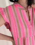 Musselin Tunika, bunte Streifen, 2 Farben