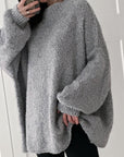 Oversized Teddypulli, Grau
