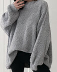 Oversized Teddypulli, Grau
