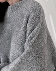 Oversized Teddypulli, Grau