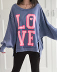 Sweatshirt, LOVE, Oversize, mit Schlitzbund, 4 Farben