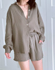 Musselin Bluse, regular, Taupe