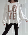 Sweatshirt, LOVE, Oversize, mit Schlitzbund, 4 Farben