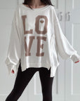 Sweatshirt, LOVE, Oversize, mit Schlitzbund, 4 Farben