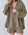 Musselin Bluse, regular, Taupe