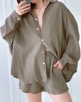 Musselin Bluse, regular, Taupe