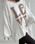 Sweatshirt, LOVE, Oversize, mit Schlitzbund, 4 Farben