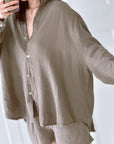 Musselin Bluse, regular, Taupe
