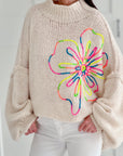 bestickte Pullover, Oversize, 3 Farben