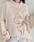 bestickte Pullover, Oversize, 3 Farben