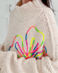 bestickte Pullover, Oversize, 3 Farben