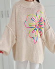bestickte Pullover, Oversize, 3 Farben