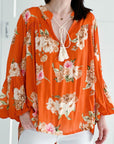 Boho Bluse, Pfingstrose, Orange