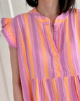 Musselin Tunika, bunte Streifen, 2 Farben