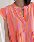 Musselin Tunika, bunte Streifen, 2 Farben