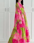 Seidiges Maxikleid, Lotus