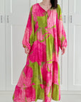 Seidiges Maxikleid, Lotus