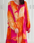 Seidiges Maxikleid, Lotus