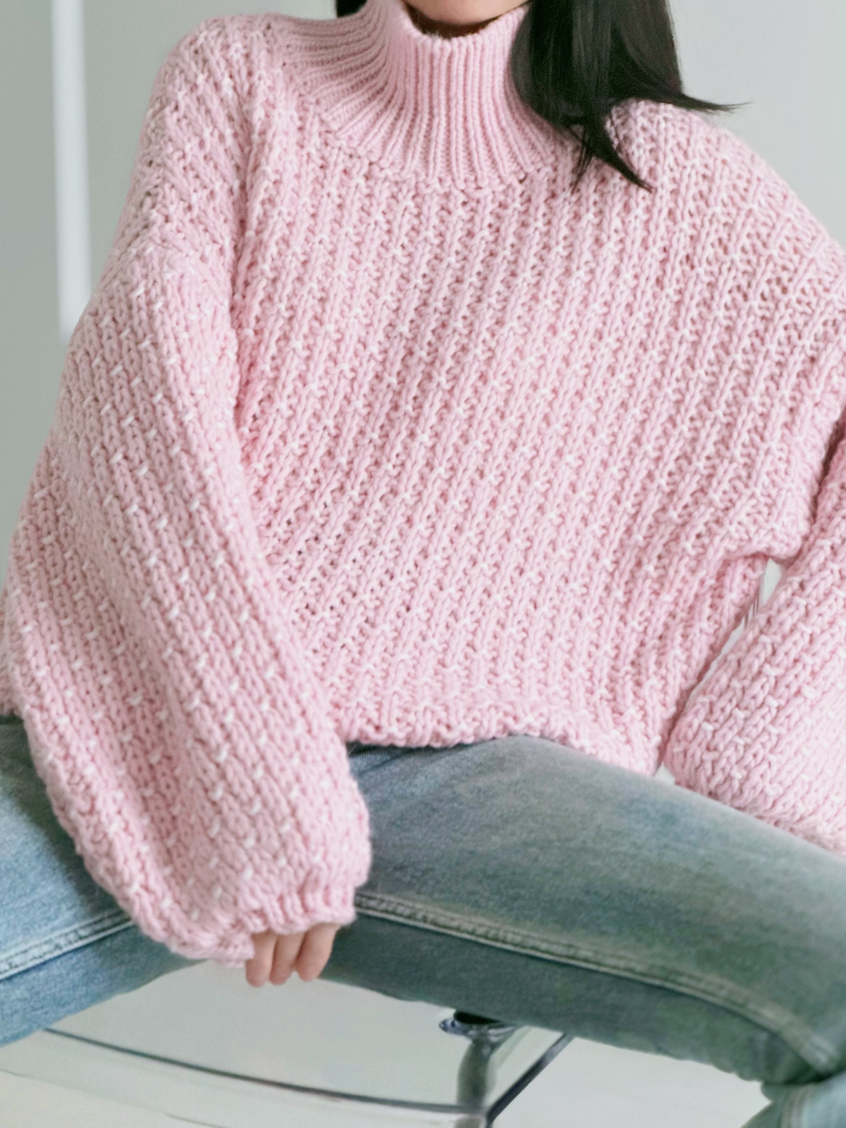 Pullover, Grobstrick, Stehkragen, 4 Farben