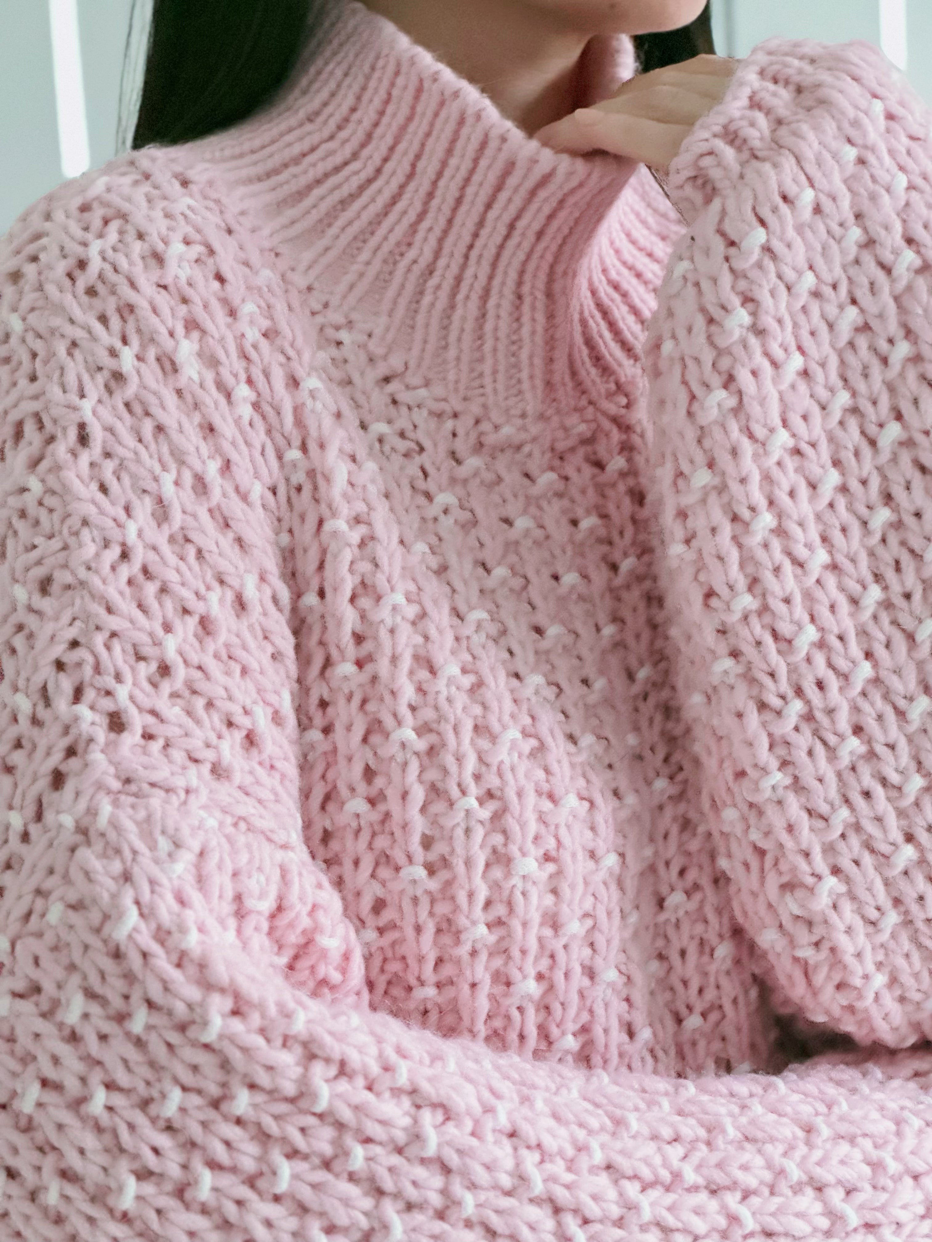 Pullover, Grobstrick, Stehkragen, 4 Farben