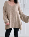 Pullover, V-Ausschnitt, Beige