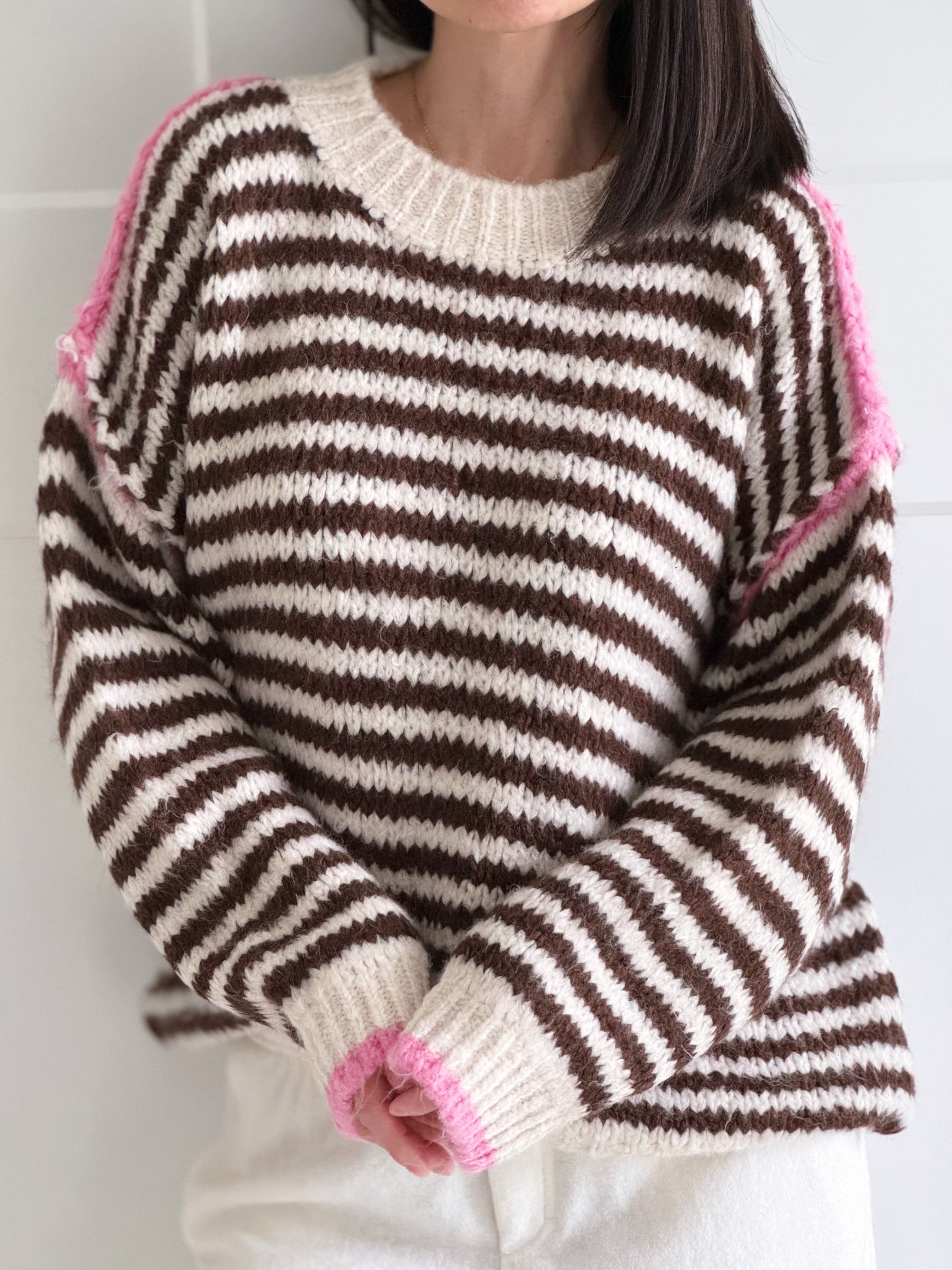 Pullover, Edge-Knit, Streifen, Flauschi, 5 Farben