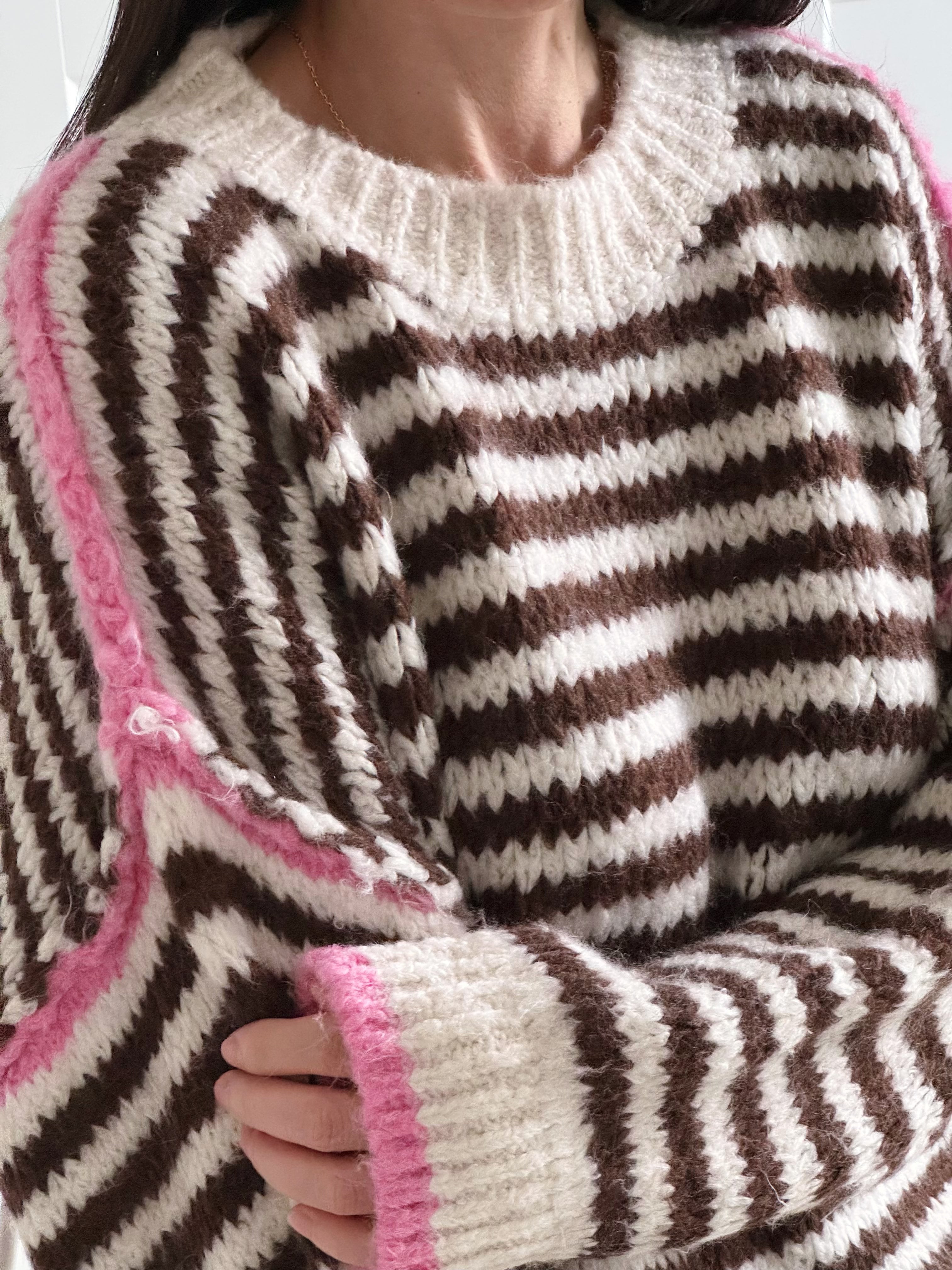 Pullover, Edge-Knit, Streifen, Flauschi, 5 Farben