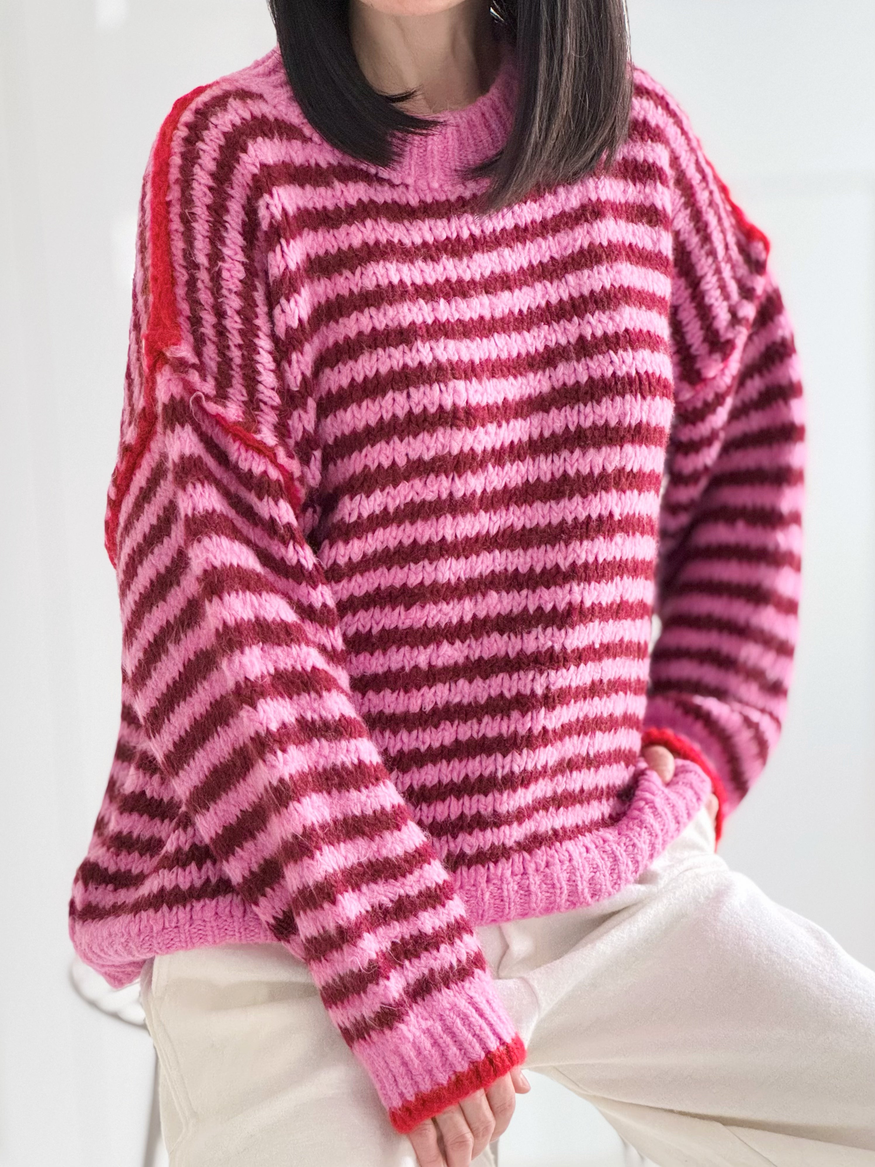 Pullover, Edge-Knit, Streifen, Flauschi, 5 Farben