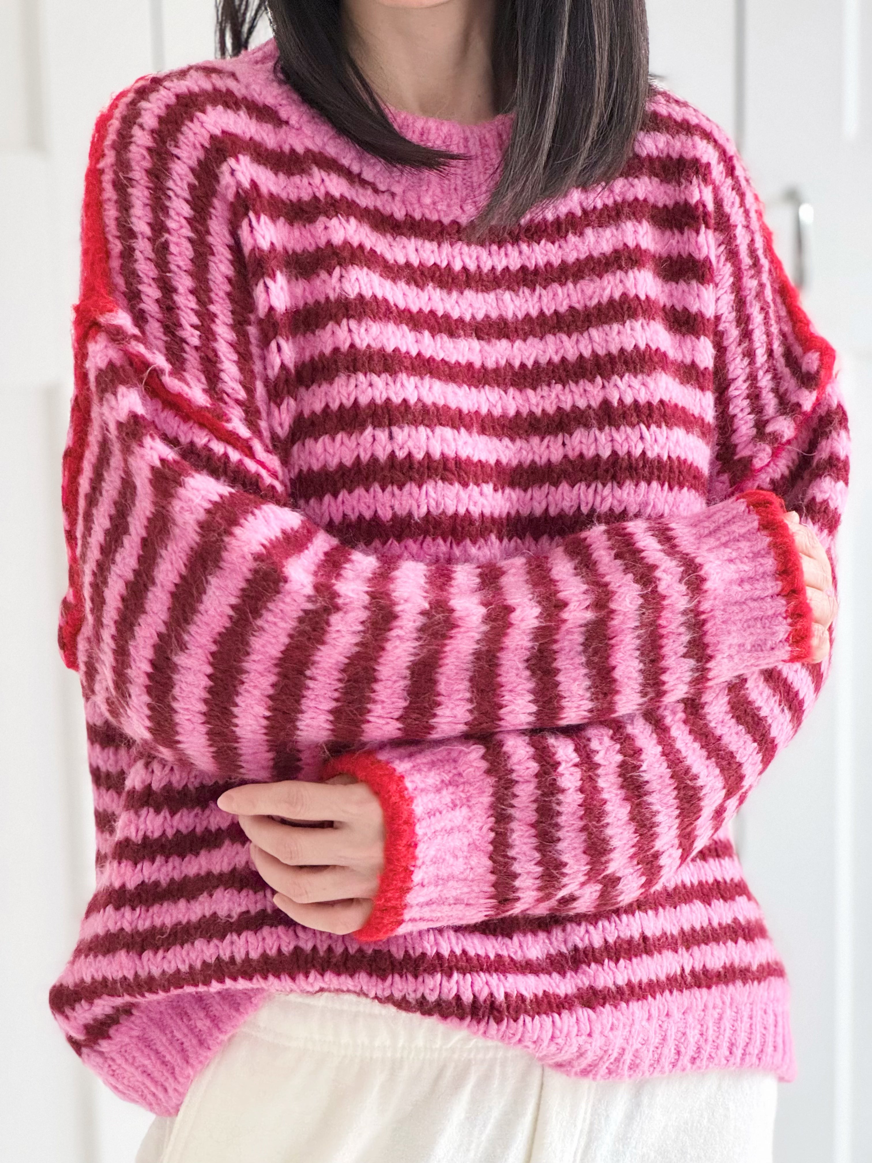 Pullover, Edge-Knit, Streifen, Flauschi, 5 Farben