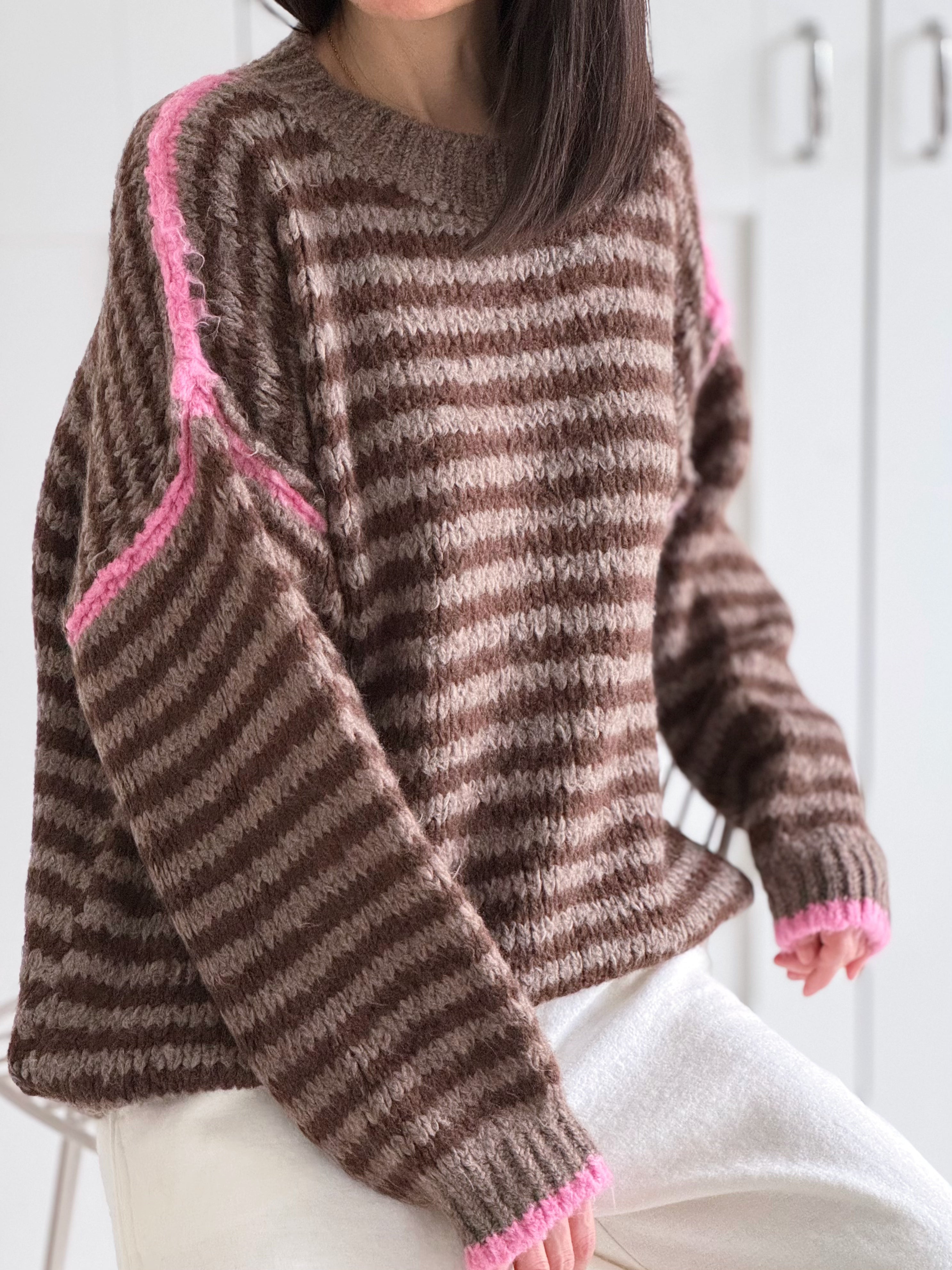 Pullover, Edge-Knit, Streifen, Flauschi, 5 Farben