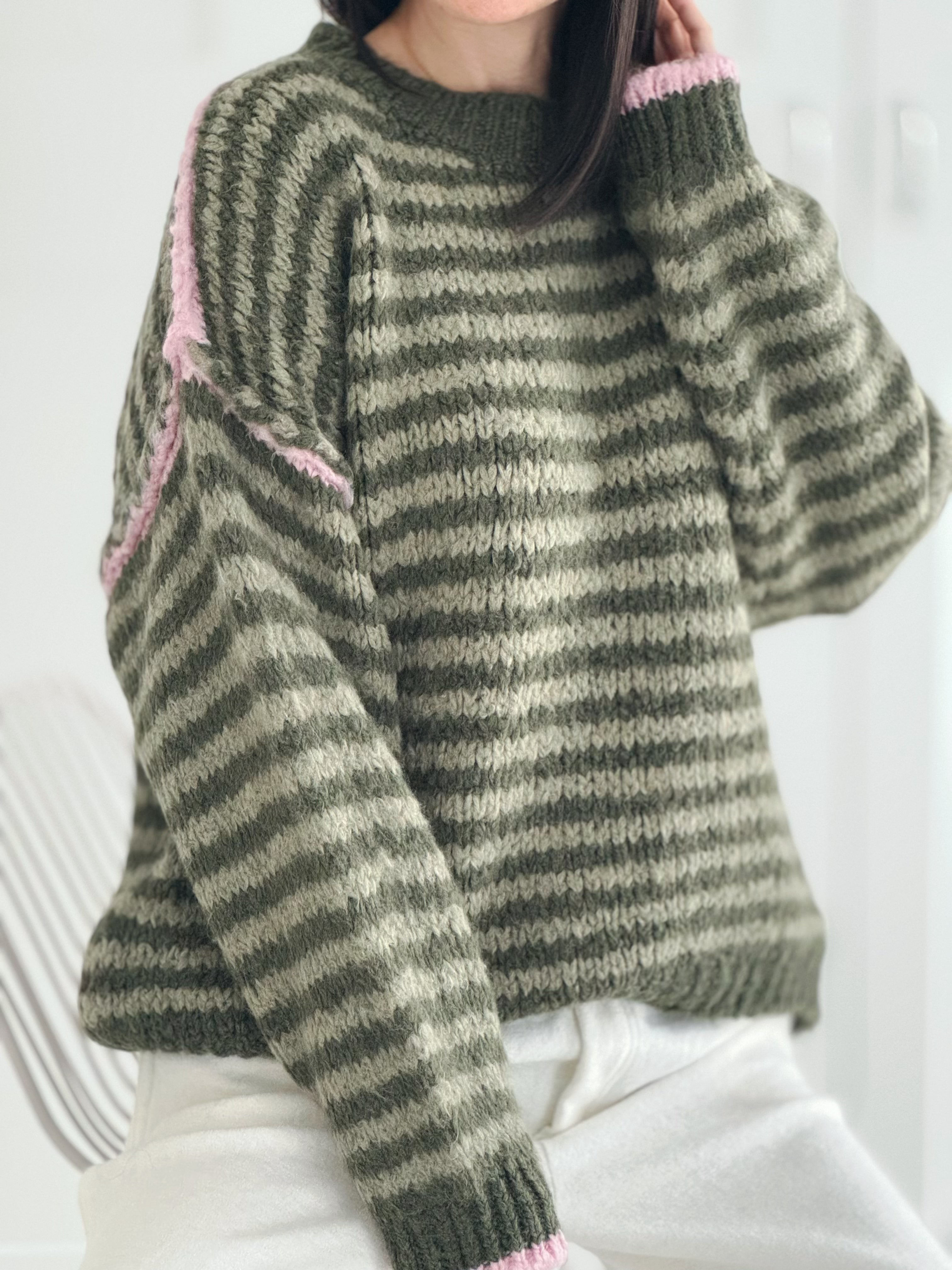 Pullover, Edge-Knit, Streifen, Flauschi, 5 Farben