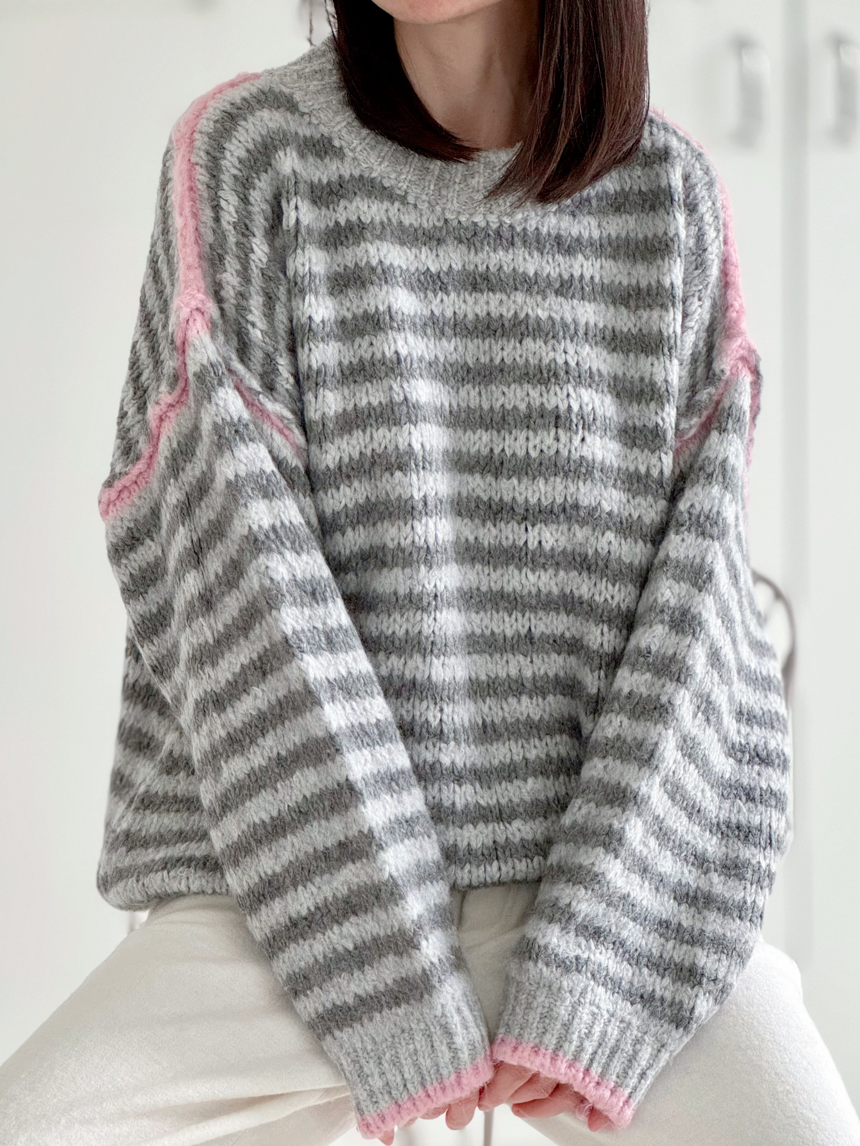 Pullover, Edge-Knit, Streifen, Flauschi, 5 Farben