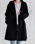 Mantel, zweireihig, Schwarz