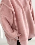 Teddy-Sweatshirt, Oversize, mit Schlitzbund, 4 Farben