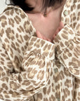 Musselin Bluse, Beige-Leo